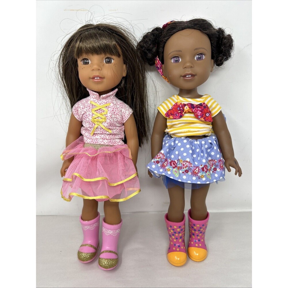 2 American Girl Wellie Wisher Dolls Ashlyn & Kendall, 14.5” w/Outfits Read